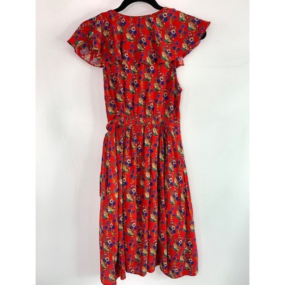 NWOT Anthropologie Rosalia Wrap Dress by Maeve Size 8 Red Ditsy Frill 6388 - Picture 13 of 16